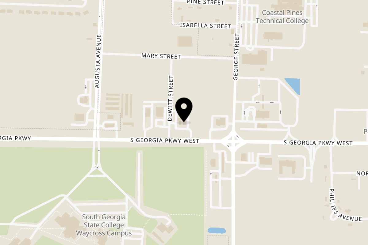 Map showing the location of Fuji Bar & Grill Westside on 1832 S Georgia Pkwy W in Waycross